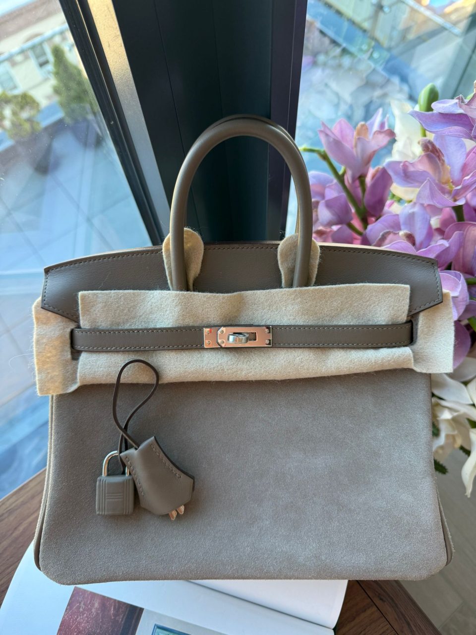 Birkin 25 Touch Etoupe Swift Palladium