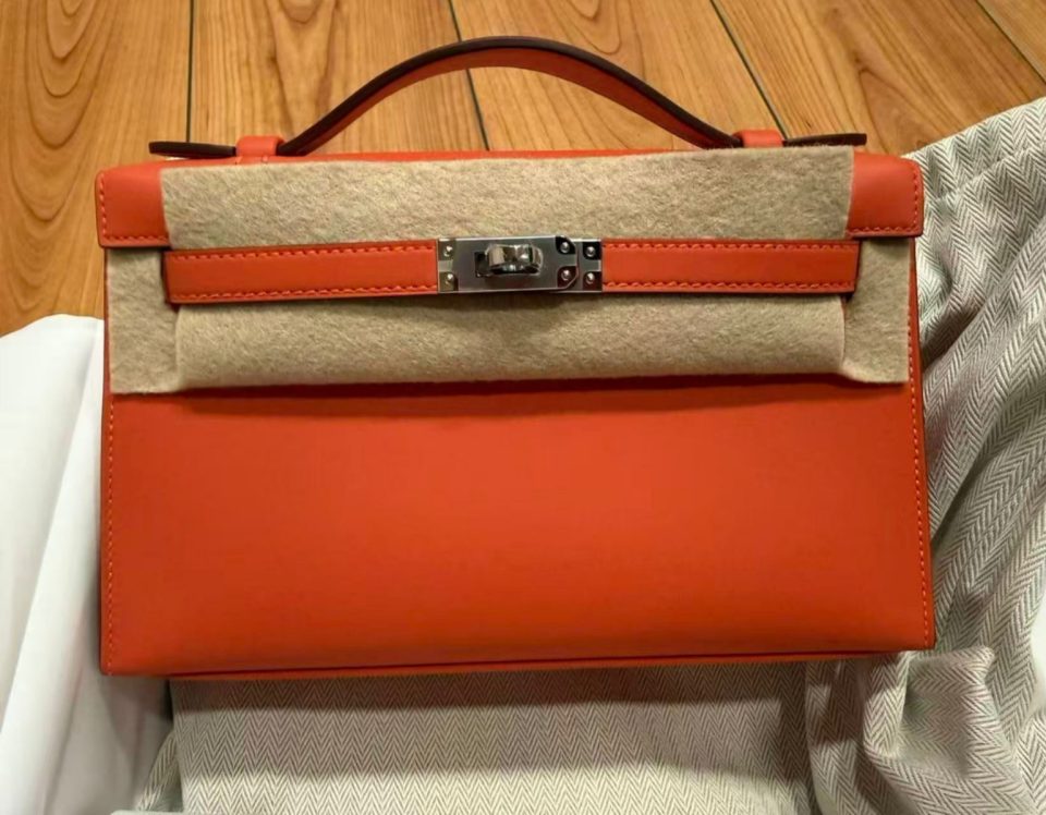 Kelly Pochette Tangerine Swift Palladium