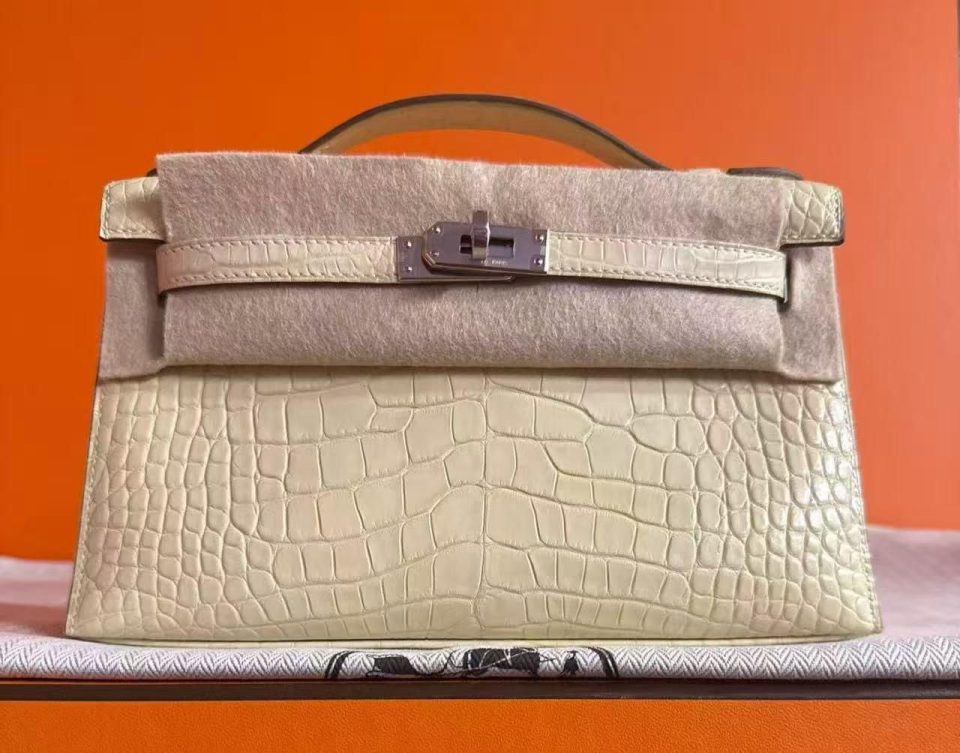 Kelly Pochette Vanilla Alligator Palladium